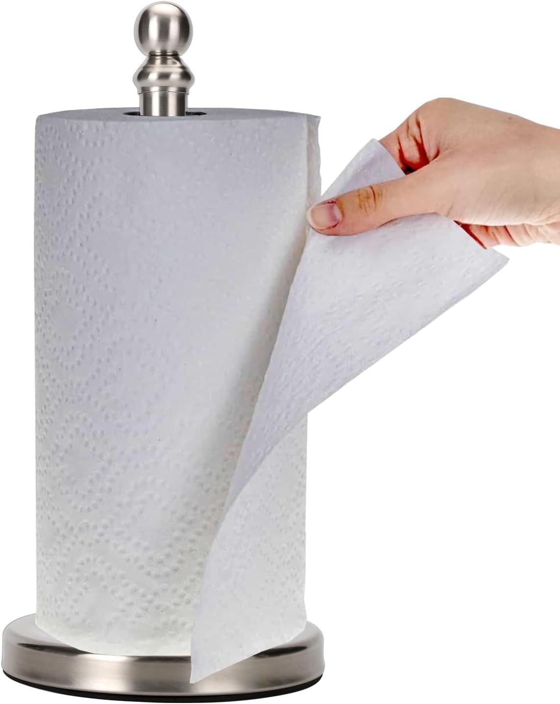 Paper Towel Holder Countertop, Standing Roll Brushed Nickel 