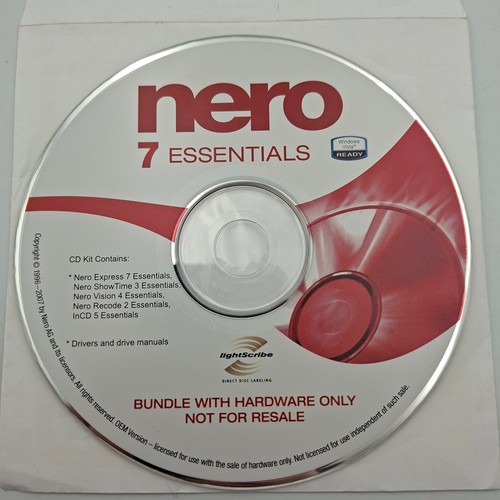 Nero 7 Essentials CD Software Drivers and Manuals Windows Light Scribe ...