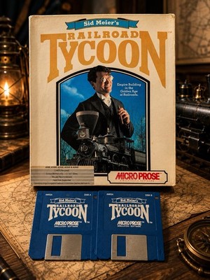 RAILROAD TYCOON BIG BOX AMIGA 500 SPIEL MICROPROSE SID MEIER'S OHNE ANLEITUNG SELTEN