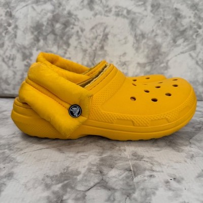 Crocs Classic Neo Puff Clogs Womens 8 Yellow Fur Lined Comfort Slip On Shoes