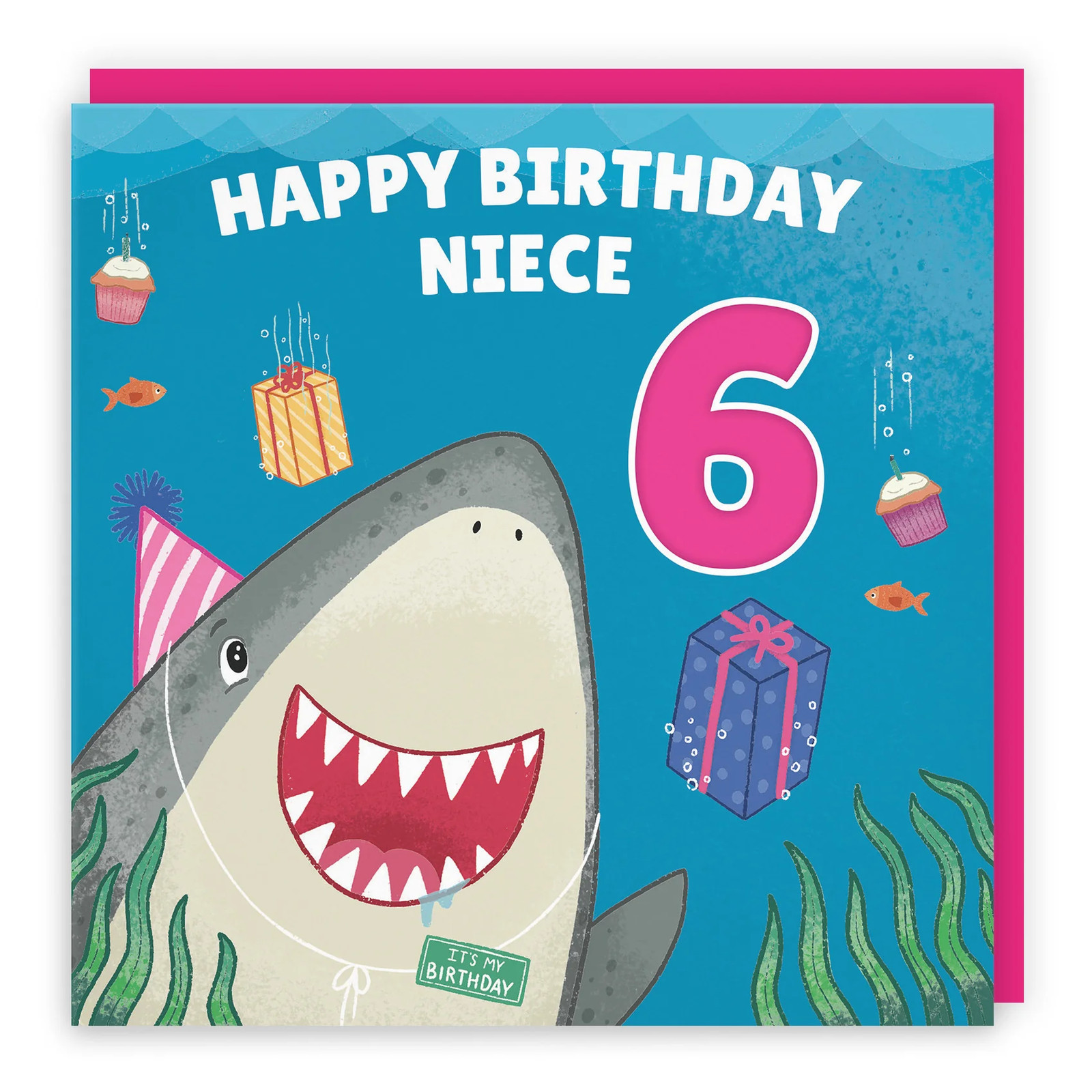 6th Niece Cute Shark Birthday Card Ocean