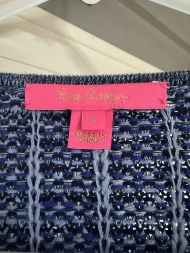 Lilly Pulitzer Blue Simora Fringe Cardigan Women’s L image 2