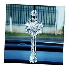 Car Rear View Mirror Pendant Bling Crystal Hanging Ornament Fashion Car White
