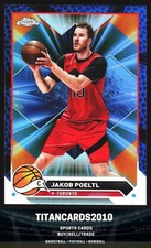 Jakob Poeltl 2023-24 Topps Chrome Blue Cheetah Refractor Toronto Raptors #59