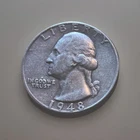 1948  90%  Silver Quarter .There are Rim  Errors. The Dates Extend Into Rim.