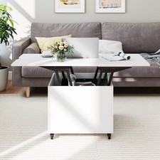 Lift Top Coffee Table 3-In-1 Folding Center Table with Hidden Storage White