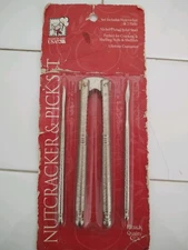 Heuck Co Vintage Nutcracker & Pick Set Nickel Plated Solid Steel New