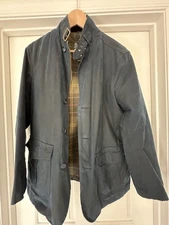 Pre-owned Barbour Lutz Waxed Jacket Medium Navy
