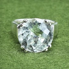 Size 7.5, vtg Sterling silver handmade ring, 925 crown band with clear crystal