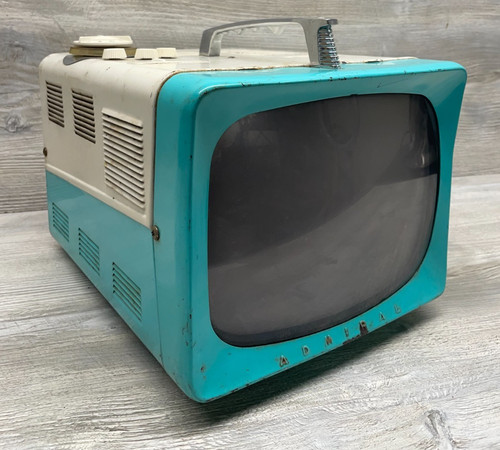 Vintage Admiral Model TS103 N Turquoise & White 10" Television For Parts Repair
