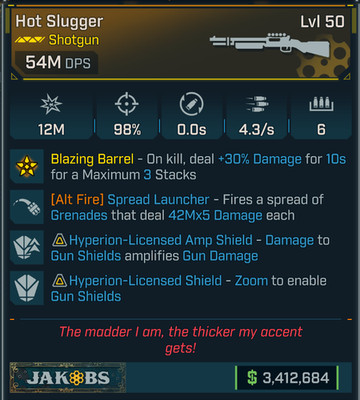 Borderlands 4   MODDED   Hot Slugger Rainbow Vomit 54m DPS   Lvl 50   PS PC XBOX