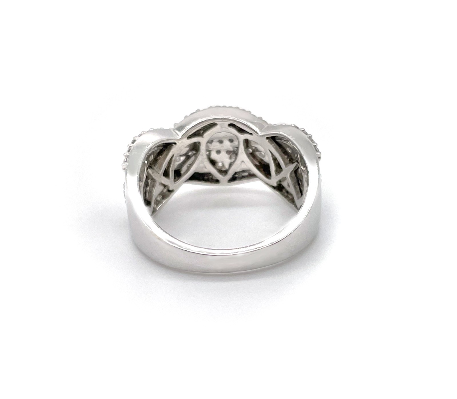 Sterling Silver Pavé Crossover Statement Ring 14K… - image 3