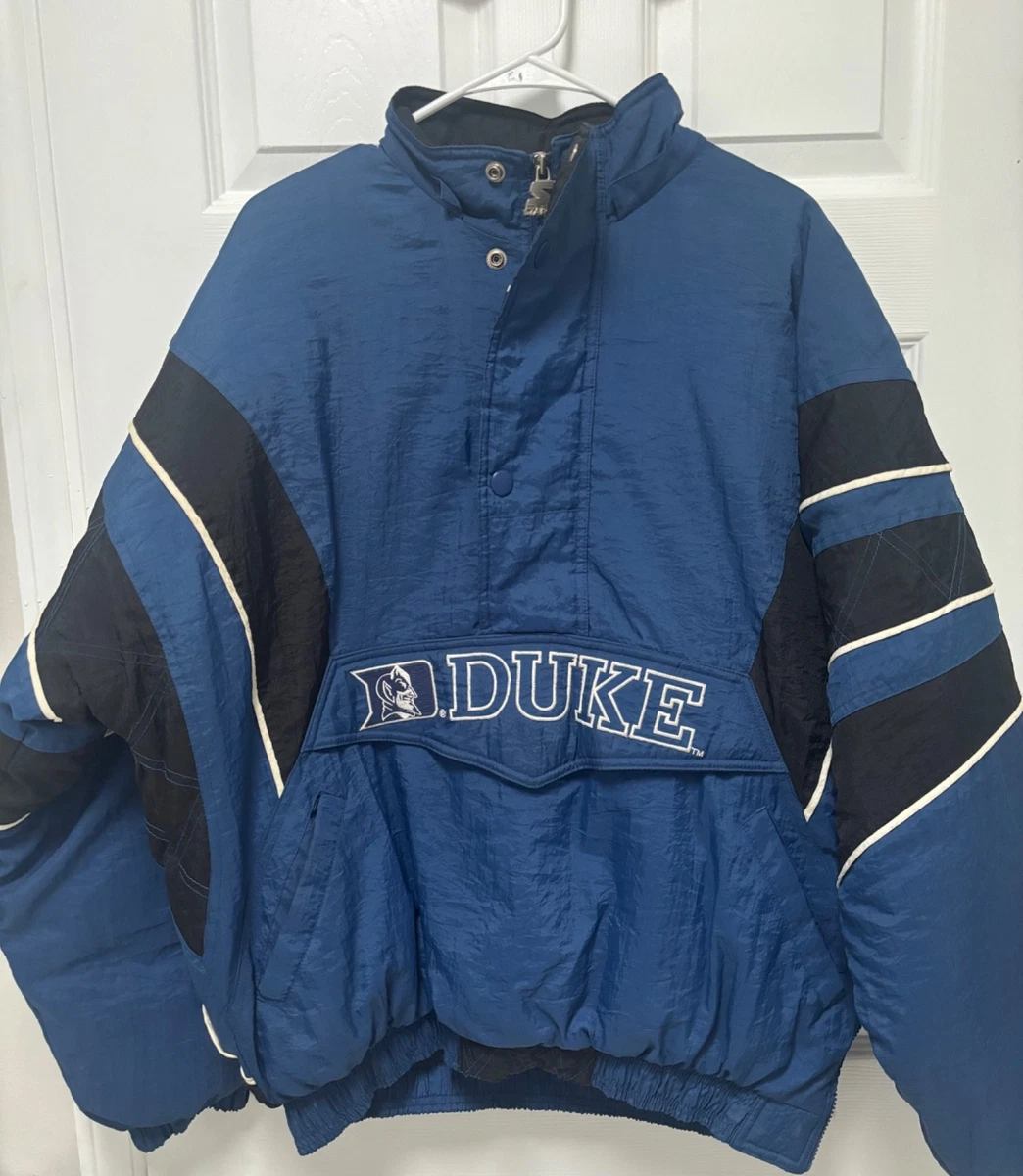 Veste Universitaire Vintage Duke Blue Devils Années 90 - Cuir Manches - Taille L