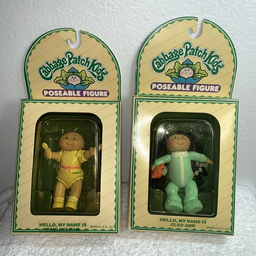 Cabbage Patch Kid Figures Poseable Mini Figurines 1984 Vintage LOT OF 2 Sealed