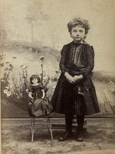 Antique Victorian Cabinet Photo Little Girl And Her Porcelain Doll Springfield