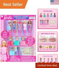 Barbie Cosmetic Makeup Set for Girls with Super Sparkly Lip Gloss Nail Polish...