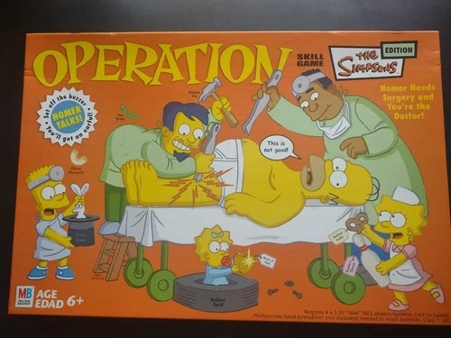Vintage 2005 Simpsons Operation Board Game Milton Bradley Complete, Tested!