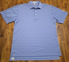 Peter Millar Summer Comfort Blue Striped Golf S/S Polo Shirt XLarge The Palms