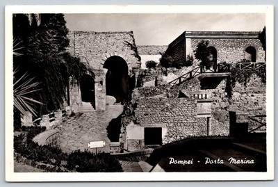 Vintage Pompei Porta Marina Entrance Gate RPPC Postcard C214