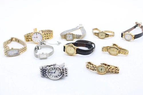 F x10 Ladies Rotary Quartz Wristwatches. Inc Gold Tone, Not Tested Etc