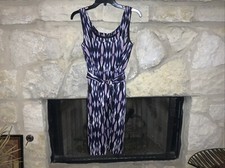 Ann Taylor Print Dress Multi Color Blue Black Dusty Rose Women’s Sz 4 EUC
