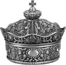 Creative Vintage Metal Alloy Crown Design Jewelry Box Ring Trinket Christmas
