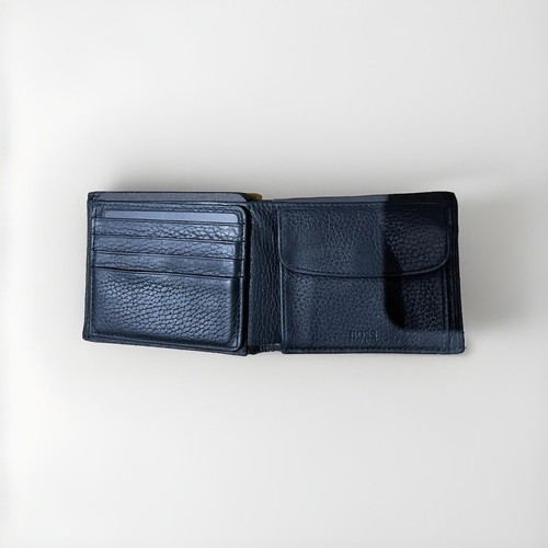 Hugo Boss Bifold Wallet Black Pebbled Leather - Card Holder Logo - Picture 2 of 6