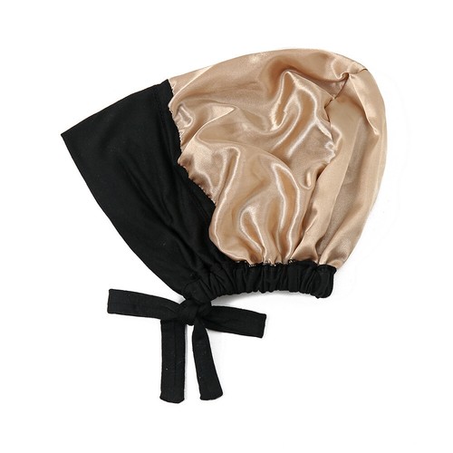 1pc / 2pcs Solid Color Double Layer Satin Jersey Hijab Inner Cap Women's Hat Cap - 第 27/38 張圖片