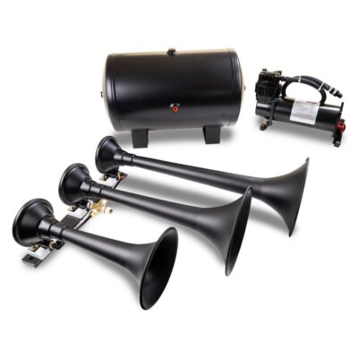 Kleinn Air Horns HK9 Complete Triple Train Horn System - Black