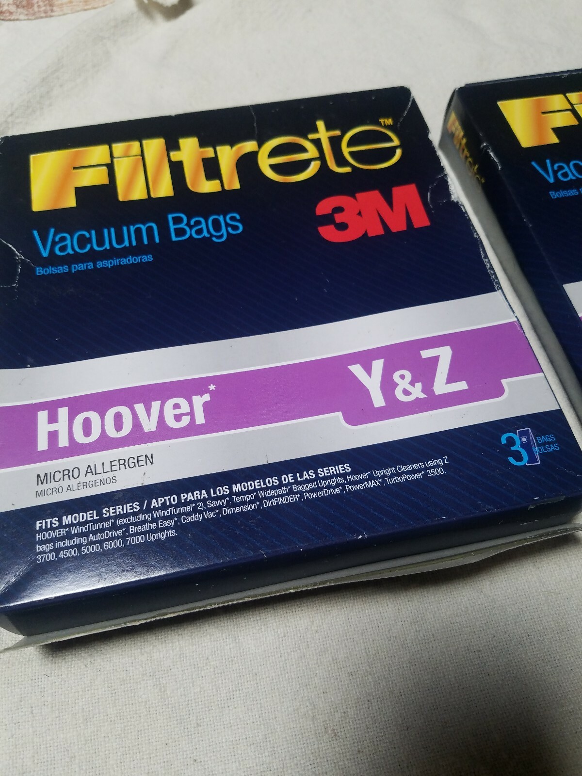 NEW 3M Filtrete Vacuum Bags 6 Hoover Y & Z for Hoover WindTunnel