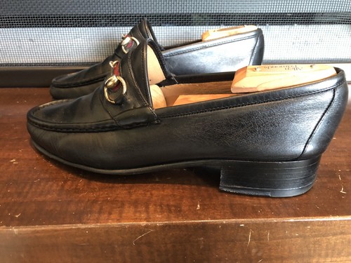Mocassini da uomo vintage in pelle nera Gucci taglia EU 42 M - Foto 7 di 16