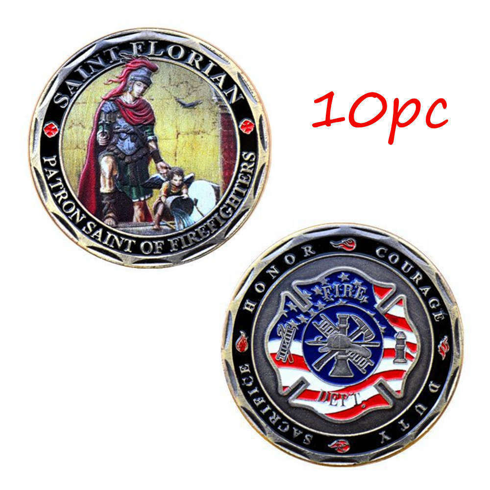 10 PCS ST Florian Patron Saint of Firefighters fire department Challenge Coins