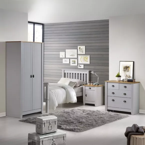 Grey Oak Lacquered Pine Tops Bedroom Range