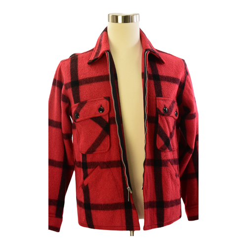 Penneys Red & Black Plaid Zip Front Jacket Mens L - Picture 6 of 7