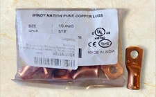 (LOT OF 19 Pcs.) Windy Nation Pure Copper Lugs 5/16" Hole 1/0 AWG  CFLUG-10AG56