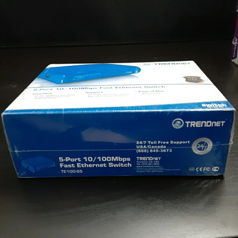TRENDnet 5-Port 10/100Mbps Ethernet Switch TE100-S5 Brand  Blue new - Image 4 of 4