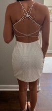 Windsor White Tayla Formal Lace-Up Back Bodycon. Dress, Size S