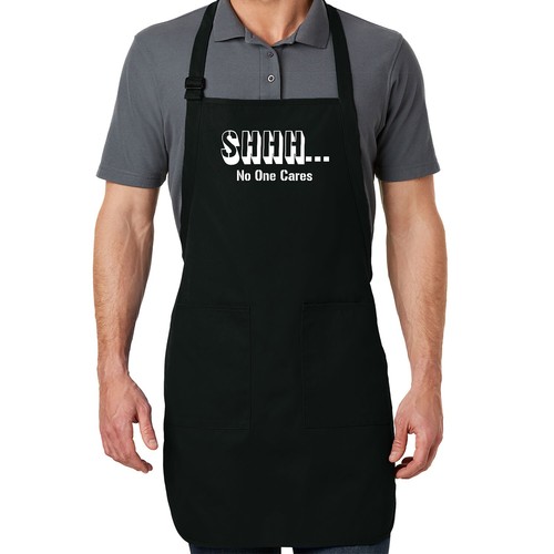 Shhh No One Cares Gift Apron Full Length Sarcastic Humorous Funny Gift Quotes - Picture 7 of 11