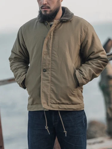 Bronson Heavy-Duty N-1 Deck Jacket Plain Version Jungle Cloth Wool Lined Coat - Picture 2 of 36