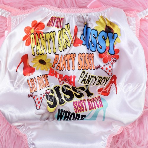 Bragas de satén Sissy para HOMBRE - PANTY SISSY brillantes texto de humillación - Bikini de cuerda - Imagen 6 de 6