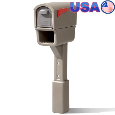 Durable Plastic Mailbox W/ Newspaper Slot Front Rear Access Weather Resistant US