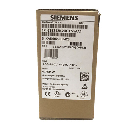 SIEMENS 6SE6420-2UC17-5AA1 MICROMASTER 420 FREQUENCY INVERTER PLC MODULE NEW