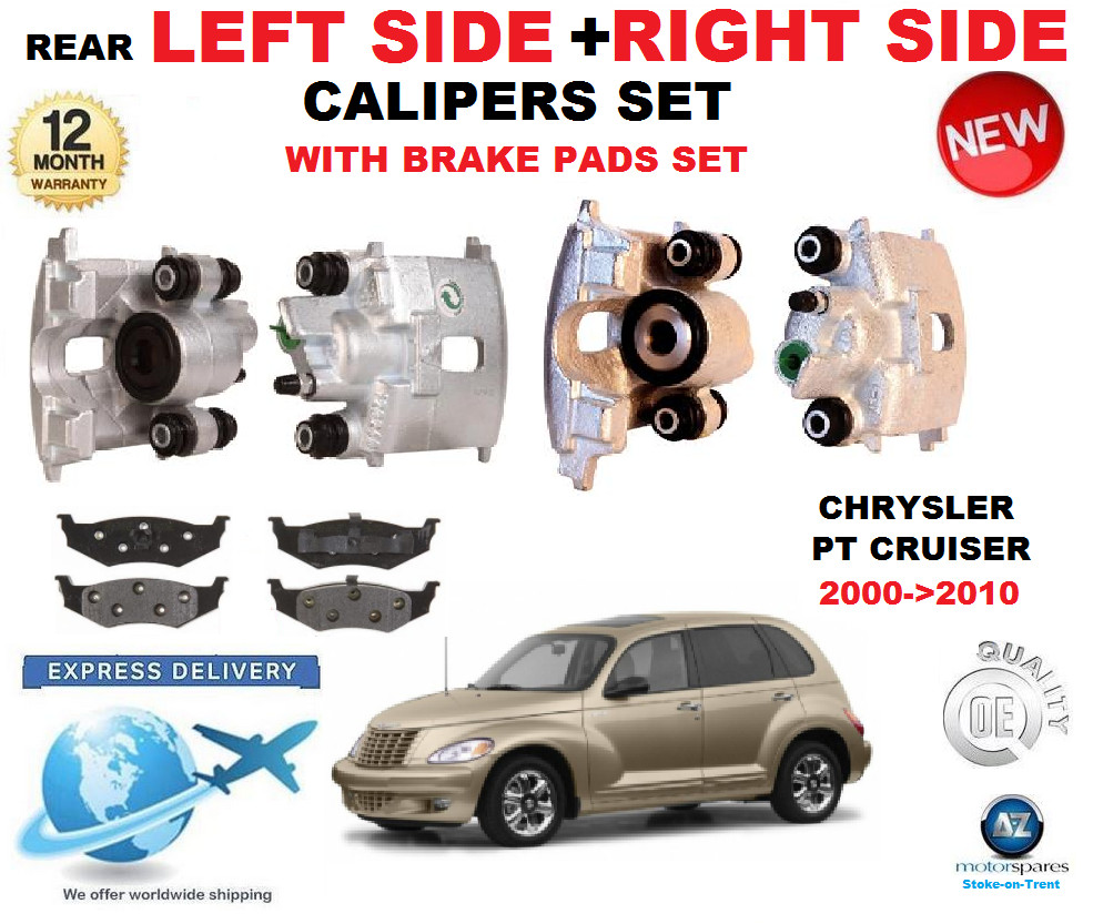 FOR CHRYSLER PT CRUISER 2000-2010 NEW 2x REAR LEFT RIGHT BRAKE CALIPER + PADS
