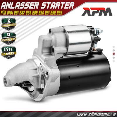 Anlasser Starter 1.7kw 9 Zähnez. für BMW 1er E81 E87 E88 E82 3er E90 E91 E92 E93