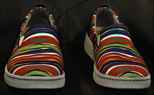 Dansko Belle women's multicolor w/blue trim canvas slip on clog shoes size EU 39 - Picture 3 of 6