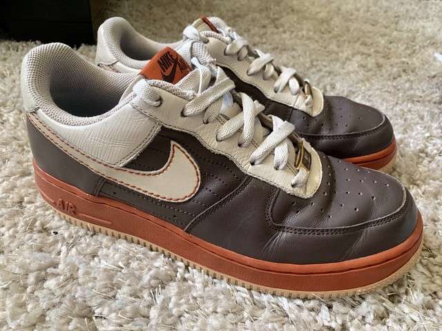 brown and orange air force ones