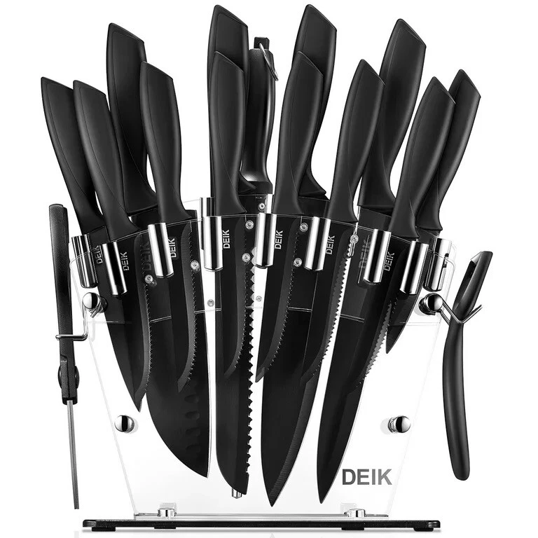 DEIK Knife Set High Carbon Stainless Kitchen Knife Set 16 PCS BLACK J1-AB112
