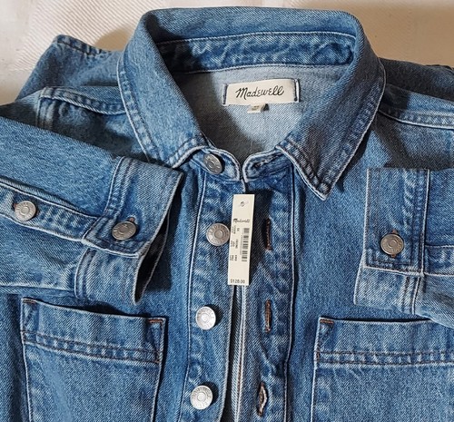 MADEWELL A0251 WOMENS LONG SLEEVE BLUE DENIM ROMPER SIZE XS NWT $128 - Picture 5 of 12