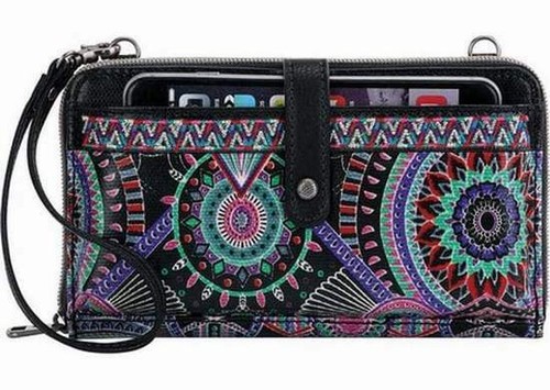 NWT Sakroots Large Smartphone Wristlet Crossbody Onyx Wanderlust New SHIP INTL - Picture 1 of 4