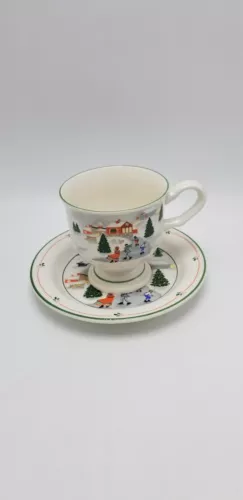 Sango "Silent Night" Footed Cup & Saucer Set